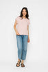 Daisy-Textured Rib Roll Cuff Tee